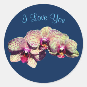 Sticker Rond I Love You Orchid Trio Floral