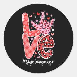 Sticker Rond I Love You Sign Language Asl Valentine's Day Deaf
