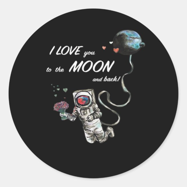 Sticker Rond I Love You To The Moon And Back Clean Layout  (Devant)