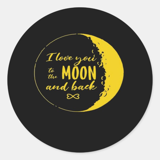 Sticker Rond I Love You To The Moon And Back Crescent Moon Roma (Devant)
