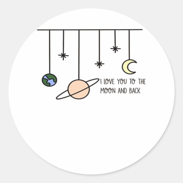 Sticker Rond I Love You To The Moon And Back Elegant Minimal St (Devant)