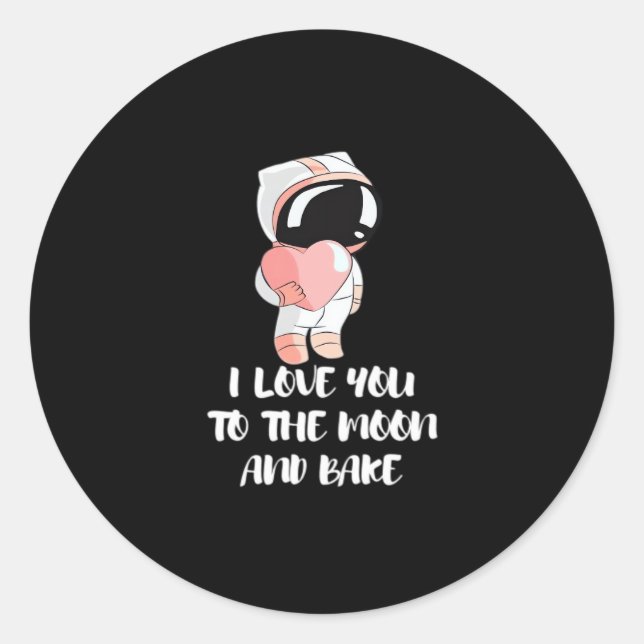 Sticker Rond I Love You To The Moon And Back Minimal Design  (Devant)