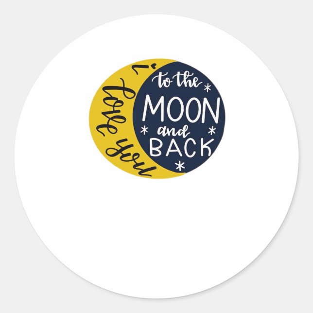 Sticker Rond I Love You To The Moon And Back Minimal Refined De (Devant)