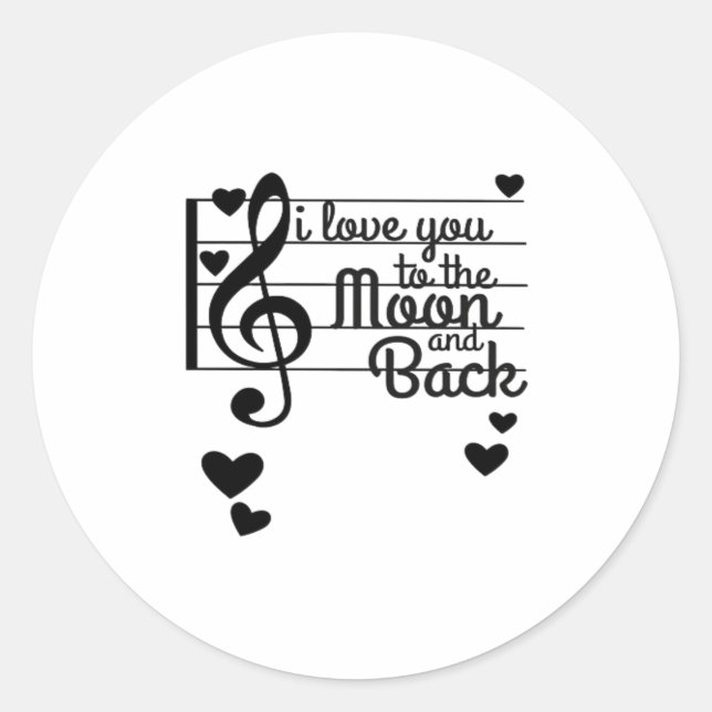 Sticker Rond I Love You To The Moon And Back Repeating Love Quo (Devant)