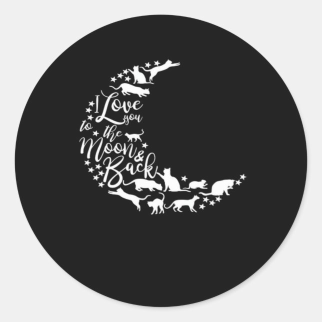 Sticker Rond I Love You To The Moon And Back Sincere Love Style (Devant)