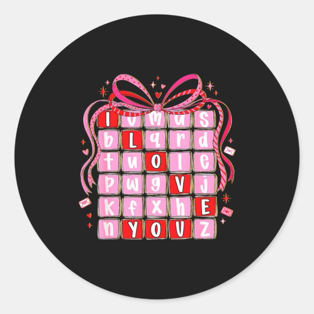 Sticker Rond I Love You Valentine Kids Preppy Valentine's Day L (Devant)