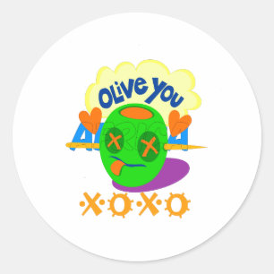Sticker Rond I Love You XOXO beau texte graphique extraordinair