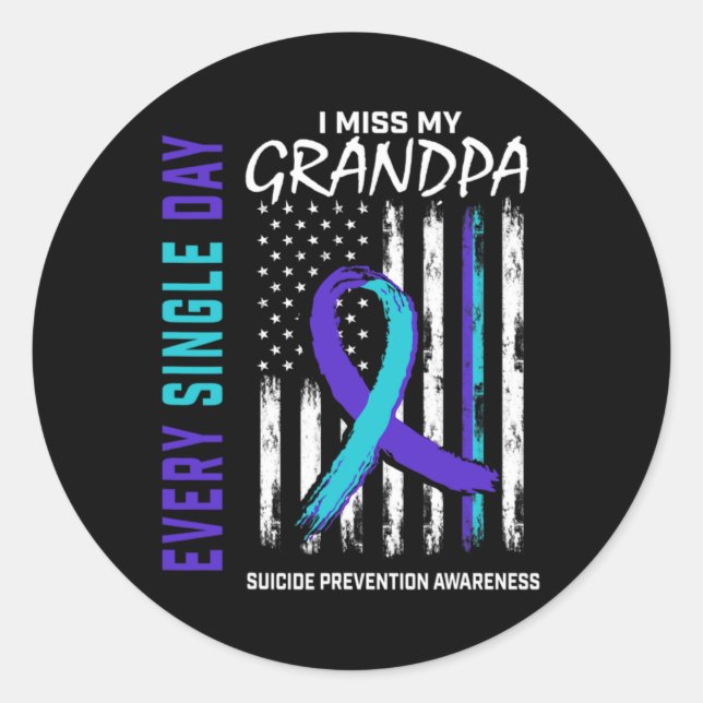 Sticker Rond I Miss My Grandpa Suicide Awareness Prevention Ame (Devant)