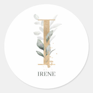 Sticker Rond I Monogramme Floral Personnalisé