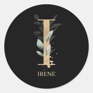 Sticker Rond I Monogramme Floral Personnalisé