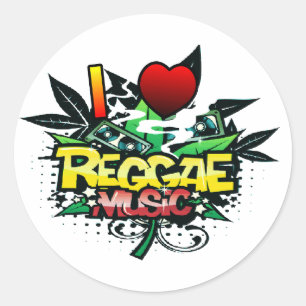 Sticker Rond I musique de reggae de coeur