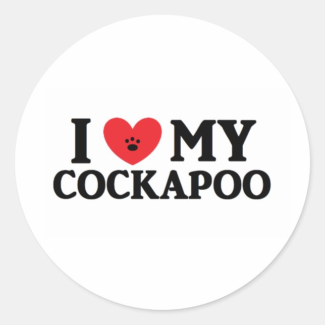 Sticker Rond I ♥ My Cockapoo (Devant)