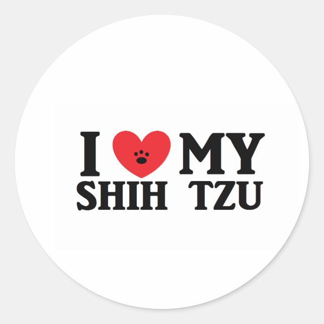 Sticker Rond I ♥ My Shih Tzu (Devant)