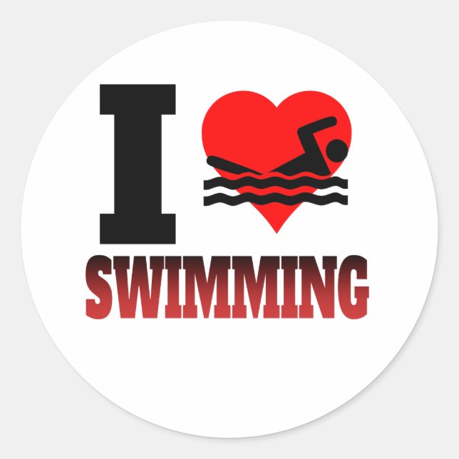 Sticker Rond I natation de coeur (Devant)