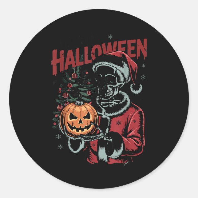 Sticker Rond I Prefer Halloween Christmas Creepy Cute Skeleton  (Devant)