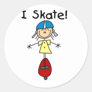 Sticker Rond I Skate Skateboard Girl
