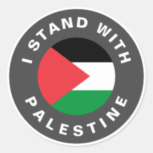 Sticker Rond I Stand with Palestine flag texte personnalisé