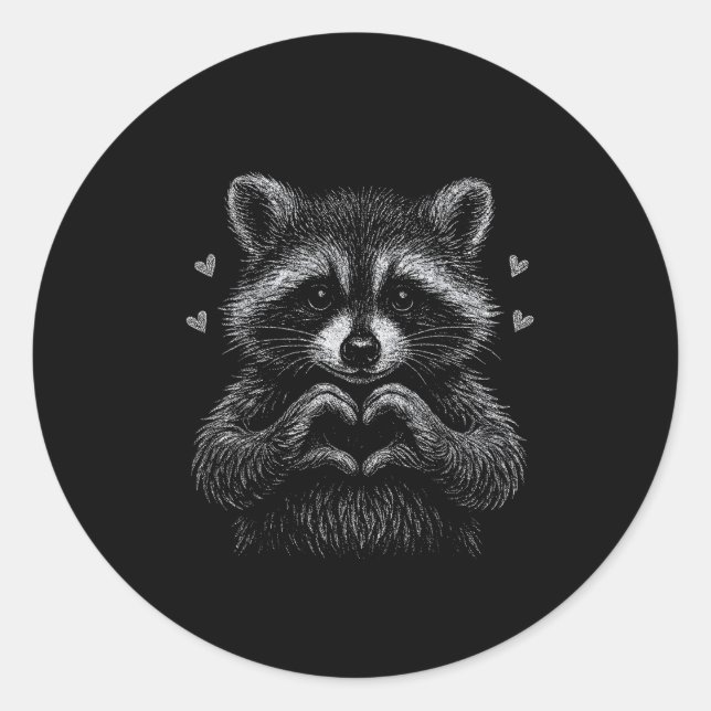 Sticker Rond I Steal Hearts Raccoon Valentines Racoon Meme Grap (Devant)