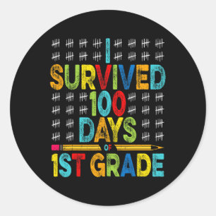 Sticker Rond I Survived 100 Jours de 1ère année 100e Jour de Sc