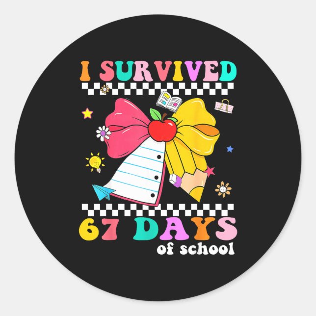 Sticker Rond I Survived 67 Day Of School Notebook Teachers And  (Devant)