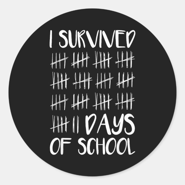 Sticker Rond I Survived 67 Days Of School Funny 67 Meme Tally M (Devant)