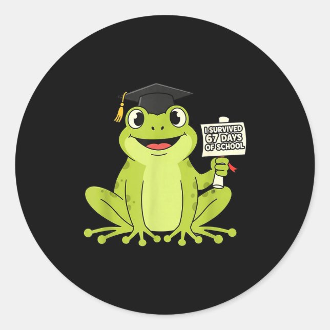 Sticker Rond I Survived 67 Days Of School Funny 67 Teachers Stu (Devant)