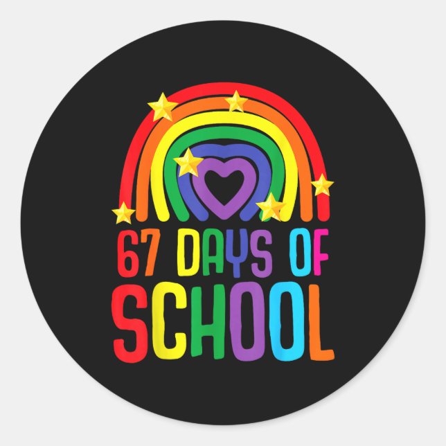 Sticker Rond I Survived 67 Days Of School Funny Meme Student Te (Devant)