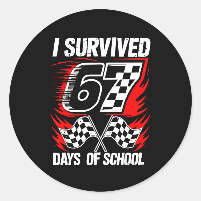 Sticker Rond I Survived 67 Days Of School Students Teachers 100 (Devant)