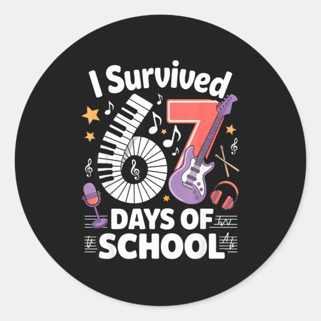 Sticker Rond I Survived 67 Days Of School - Teachers Students M (Devant)