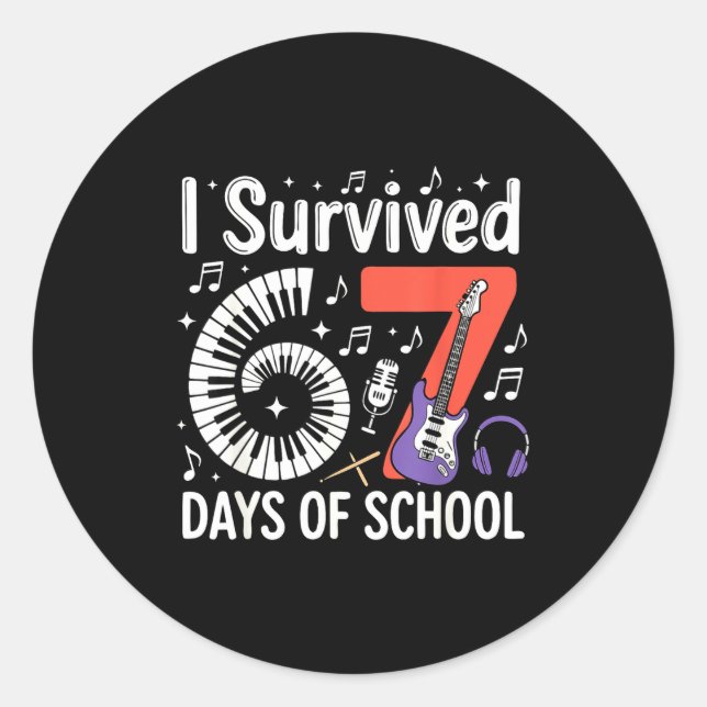 Sticker Rond I Survived 67 Days Of School - Teachers Students M (Devant)