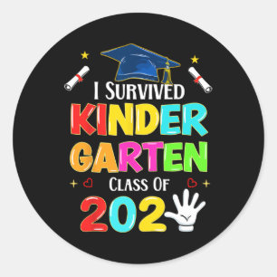 Sticker Rond I Survived Kindergarten Graduation 2025 Graduate B