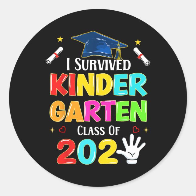Sticker Rond I Survived Kindergarten Graduation 2025 Graduate B (Devant)