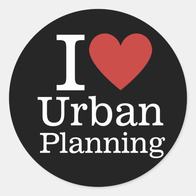 Sticker Rond I ❤️ Urbanisme pour les étudiants/Faculté CUSTOM (Devant)