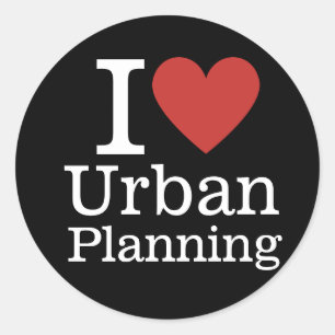 Sticker Rond I ❤️ Urbanisme pour les étudiants/Faculté CUSTOM