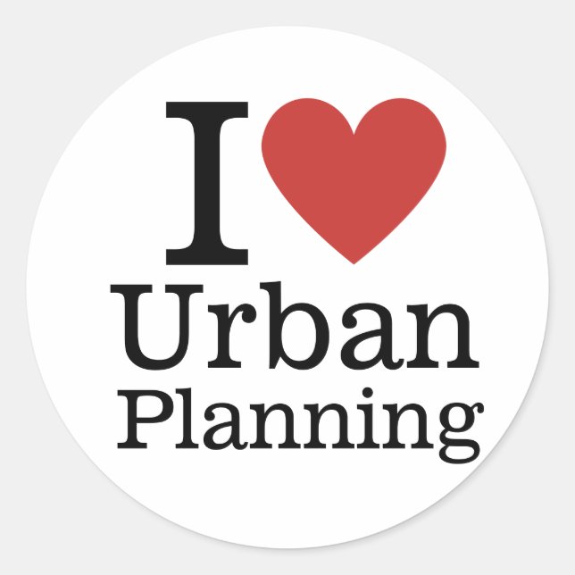 Sticker Rond I ❤️ Urbanisme pour les étudiants/Faculté CUSTOM (Devant)