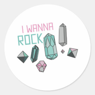 Sticker Rond I Wanna Rock