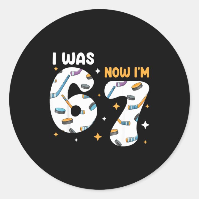 Sticker Rond I Was 6 Now I'm 7 Hockey Birthday  (Devant)