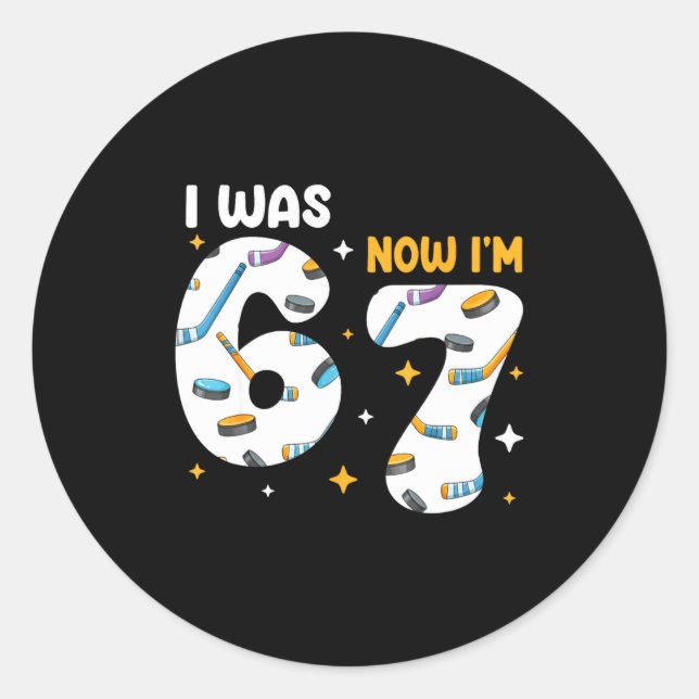 Sticker Rond I Was 6 Now Im 7 Hockey Birthday  (Devant)