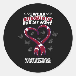 Sticker Rond I Wear Burgundy Aunt Multiple Myeloma Aware Bl