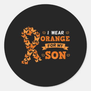 Sticker Rond I Wear Orange For My Son Leukemia Blood Cancer Cel