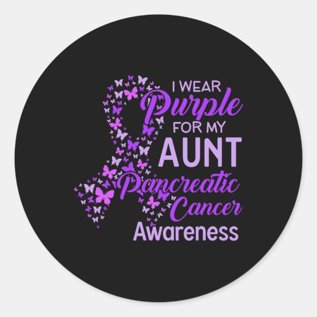 Sticker Rond I Wear Purple for My Aunt Pancreatic Cancer (Devant)