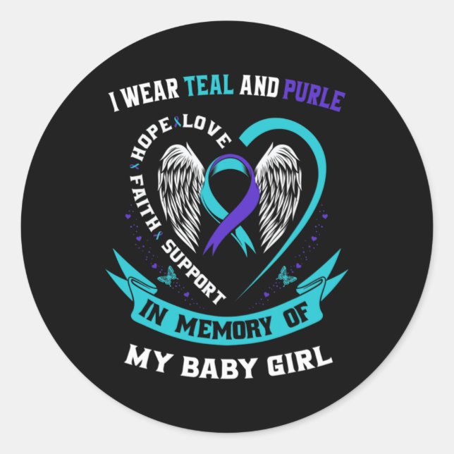 Sticker Rond I Wear Teal And Purple Ba  (Devant)