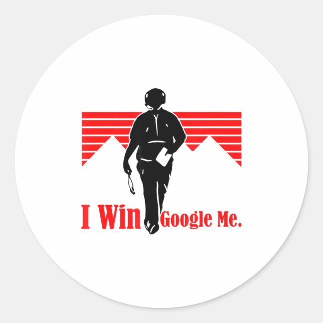 Sticker Rond I Win Google Me Motivational Retro Silhouette Shir (Devant)