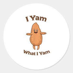 Sticker Rond I Yam What I Yam Dancing Sweet Potato Thanksgiving