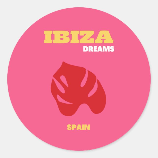 Sticker Rond Ibiza, Art Voyage, Preppy, Art Preppy, Rose (Devant)