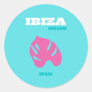 Sticker Rond Ibiza, Espagne, Art Voyage, Preppy Room
