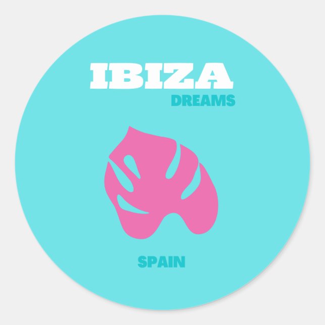 Sticker Rond Ibiza, Espagne, Art Voyage, Preppy Room (Devant)