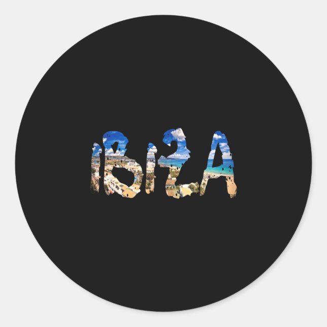 Sticker Rond Ibiza espagne plage palmier  (Devant)
