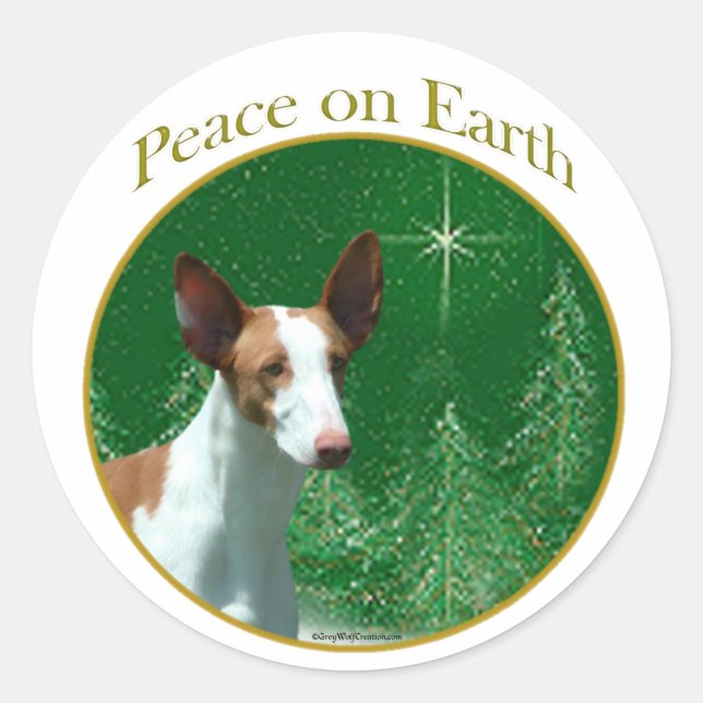 Sticker Rond Ibizan Hound Paix (Devant)