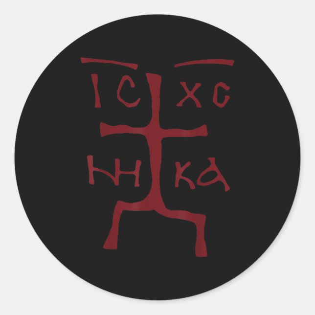 Sticker Rond Ic Xc Nika Cross Christian Orthodox Funny Christog (Devant)